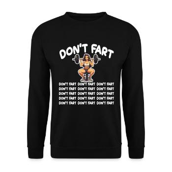 Funny Fitness Don't Fart Gewichtheben Gym Furz - Unisex Pullover - Schwarz - Vorne - Alina (178cm) & Michal (187cm)