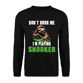 Lustiges Faultier Snooker Ich hetze mich nicht - Unisex Pullover - Schwarz - Vorne - Alina (178cm) & Michal (187cm)
