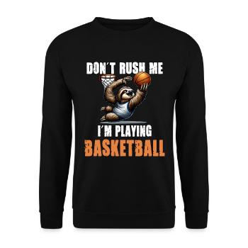 Faultier Basketball Ich hetze nicht ich spiele - Unisex Pullover - Schwarz - Vorne - Alina (178cm) & Michal (187cm)