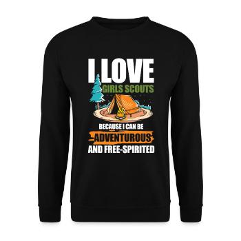 I Love Girls Scouts Adventurous Free-Spirited - Unisex Pullover - Schwarz - Vorne - Alina (178cm) & Michal (187cm)