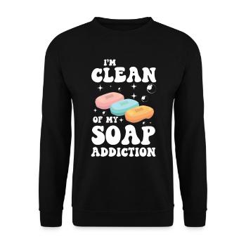 I'm Clean Of My Soap Addiction für einen - Unisex Pullover - Schwarz - Vorne - Alina (178cm) & Michal (187cm)
