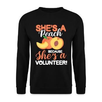 She's A Peach Because She's A Volunteer - Unisex Pullover - Schwarz - Vorne - Alina (178cm) & Michal (187cm)