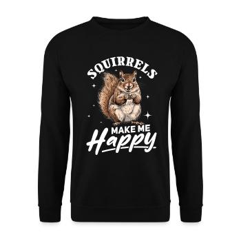 Drôle d’écureuil Les écureuils animaux me rendent heureux - Sweat-shirt Unisexe - noir - Devant - Alina (178cm) & Michal (187cm)