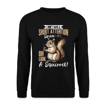 Squirrel Animal I Don't Have A Short Attention - Unisex Pullover - Schwarz - Vorne - Alina (178cm) & Michal (187cm)