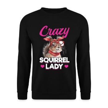 Funny Squirrel Animal Crazy Squirrel Lady - Unisex Sweatshirt - black - Front - Alina (178cm) & Michal (187cm)