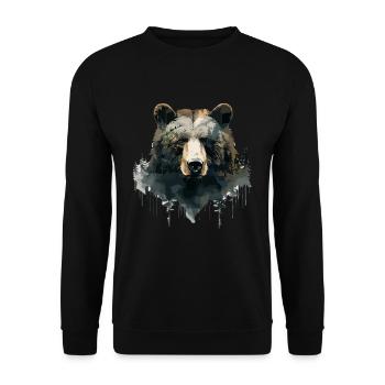 Wald Bär Natur Wildlife Kunst Berg Tier - Unisex Pullover - Schwarz - Vorne - Alina (178cm) & Michal (187cm)
