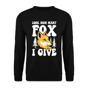 Look How Many Fox I Give für einen Fuchs Fan - Unisex Pullover - Schwarz - Vorne - Alina (178cm) & Michal (187cm)