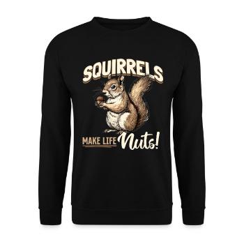 Funny Squirrel Animal Squirrels make life nuts! - Unisex Pullover - Schwarz - Vorne - Alina (178cm) & Michal (187cm)