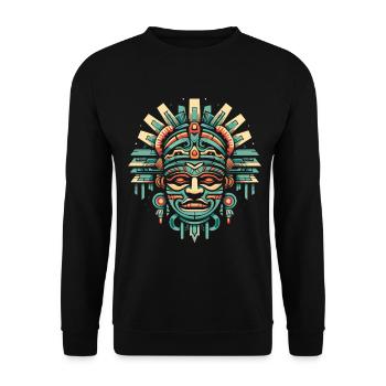 Aztekische Krieger Maske Maya Kultur Antike - Unisex Pullover - Schwarz - Vorne - Alina (178cm) & Michal (187cm)