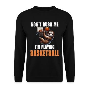 Faultier Basketball Ich hetze nicht ich spiele - Unisex Pullover - Schwarz - Vorne - Alina (178cm) & Michal (187cm)