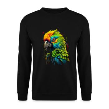 Ara Papagei für einen Vogelliebhaber - Unisex Pullover - Schwarz - Vorne - Alina (178cm) & Michal (187cm)