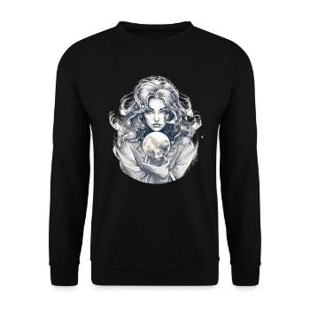 Mystikerin Wahrsagerin Magische Kristallkugel - Unisex Pullover - Schwarz - Vorne - Alina (178cm) & Michal (187cm)