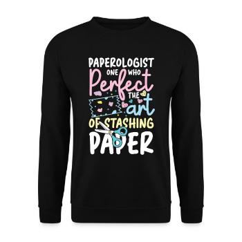 Paperologist Perfect The Art of Stashing Paper - Unisex Pullover - Schwarz - Vorne - Alina (178cm) & Michal (187cm)