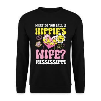 Hippie's Wife Mississippi für einen Hippie - Unisex Pullover - Schwarz - Vorne - Alina (178cm) & Michal (187cm)