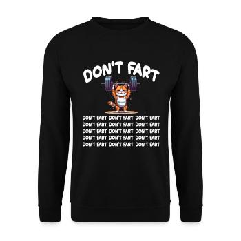 Lustige Katze Gym Don't Fart Weightlifting Furz - Unisex Pullover - Schwarz - Vorne - Alina (178cm) & Michal (187cm)