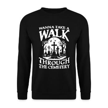 Wanna Take A Walk Through The Cemetery für Gothik - Unisex Pullover - Schwarz - Vorne - Alina (178cm) & Michal (187cm)