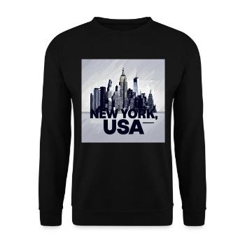 New York City Skyline - Unisex Pullover - Schwarz - Vorne - Alina (178cm) & Michal (187cm)