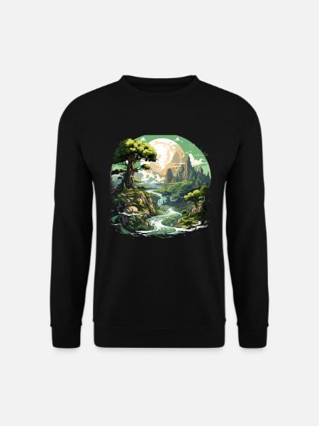 Von der Natur inspirierte landschaftliche Kunst - Unisex Pullover - Schwarz