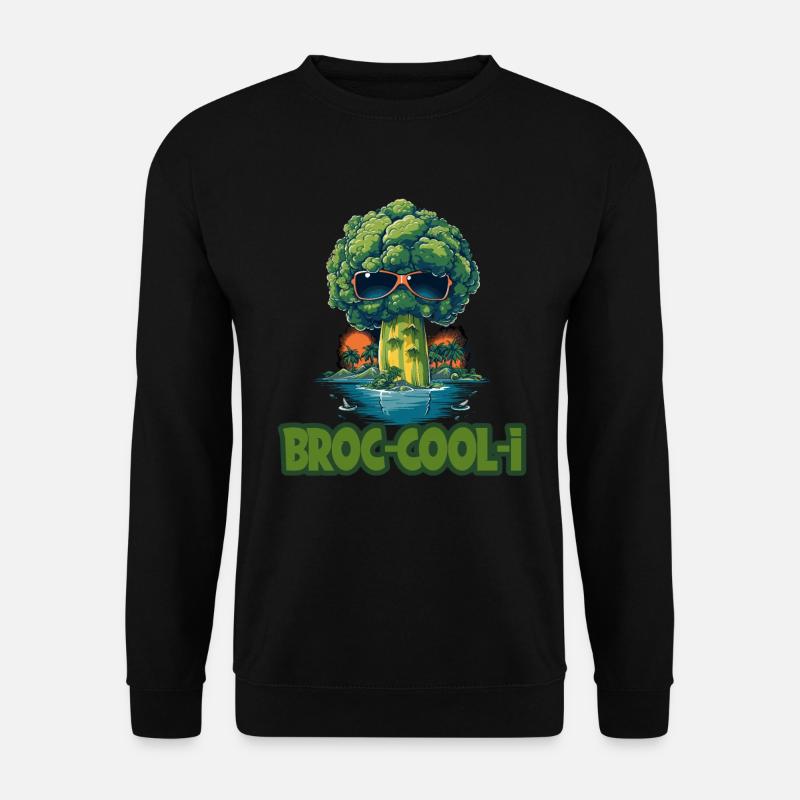 Summer Vibes Cooler Brokkoli mit Sonnenbrille - Unisex Pullover - Schwarz