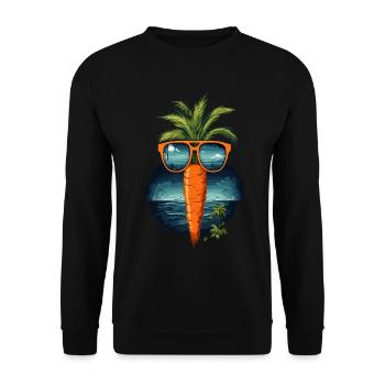 Funky Karotte mit Sonnenbrille Strandgemüse - Unisex Pullover - Schwarz - Vorne - Alina (178cm) & Michal (187cm)