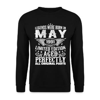 May 1991 Birthday Present May 1991 May - Unisex Sweatshirt - black - Front - Alina (178cm) & Michal (187cm)