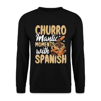 Churro Mantic Moments With Spanish - Unisex Pullover - Schwarz - Vorne - Alina (178cm) & Michal (187cm)