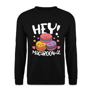 Hey Macaroon für einen Geniesser des französichen - Unisex Pullover - Schwarz - Vorne - Alina (178cm) & Michal (187cm)