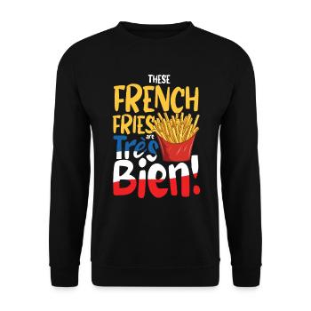 These French fries are très bien - Unisex Pullover - Schwarz - Vorne - Alina (178cm) & Michal (187cm)