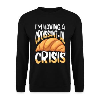 I'm Having A Croissant-ial crisis - Unisex Pullover - Schwarz - Vorne - Alina (178cm) & Michal (187cm)