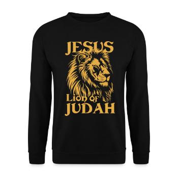 Jesus Christ Lion of Judah Christus Löwe von Juda - Unisex Pullover - Schwarz - Vorne - Alina (178cm) & Michal (187cm)