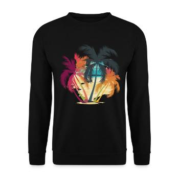 Coole Palme Tropische Strand-Vibes für - Unisex Pullover - Schwarz - Vorne - Alina (178cm) & Michal (187cm)