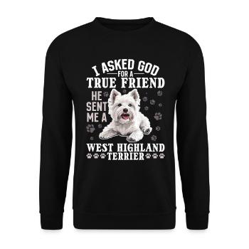 Westie West Highland White Terrier Race de chien - Sweat-shirt Unisexe - noir - Devant - Alina (178cm) & Michal (187cm)