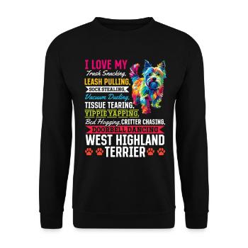 Westie West Highland White Terrier race de chien - Sweat-shirt Unisexe - noir - Devant - Alina (178cm) & Michal (187cm)