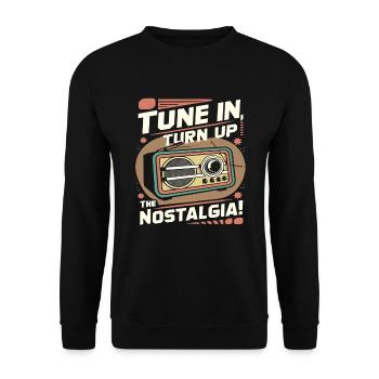 Tune In, Turn Up the Nostalgia with Vintage Radio - Unisex Pullover - Schwarz - Vorne - Alina (178cm) & Michal (187cm)