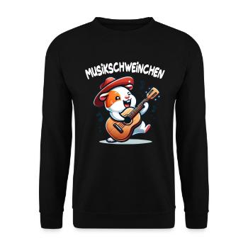 Coole Sonnenbrille Meerschweinchen spielt Gitarre - Unisex Pullover - Schwarz - Vorne - Alina (178cm) & Michal (187cm)