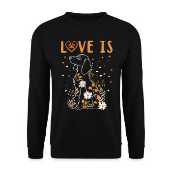 Dachshund Doxie Wiener Dog Breed Love Is - Unisex Pullover - Schwarz - Vorne - Alina (178cm) & Michal (187cm)