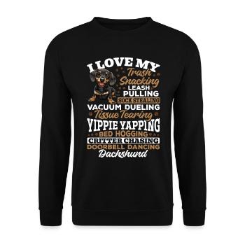 Dachshund Doxie Wiener Dog Breed - Unisex Pullover - Schwarz - Vorne - Alina (178cm) & Michal (187cm)