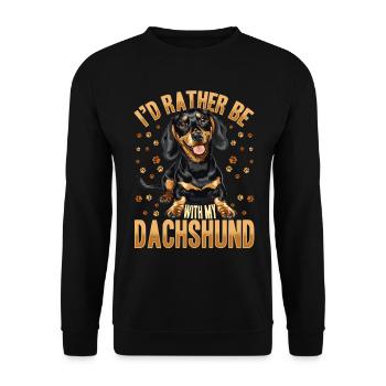 Dachshund Doxie Wiener Dog Breed I´d Rather - Unisex Pullover - Schwarz - Vorne - Alina (178cm) & Michal (187cm)