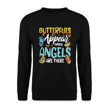 Butterflies Appear When Angels Are Near - Unisex Pullover - Schwarz - Vorne - Alina (178cm) & Michal (187cm)