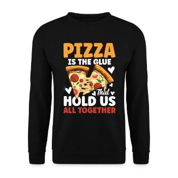 Pizza Is The Glue That Holds Us All Together - Unisex Pullover - Schwarz - Vorne - Alina (178cm) & Michal (187cm)