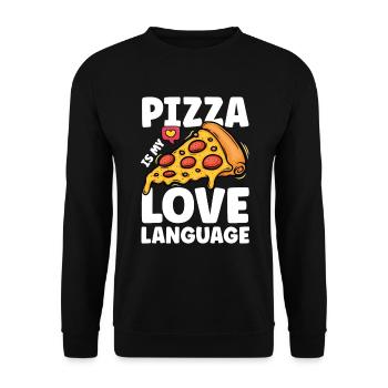 Pizza Is My Love Language - Unisex Pullover - Schwarz - Vorne - Alina (178cm) & Michal (187cm)