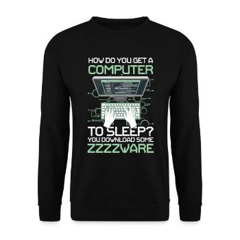 How Do You Get A Computer To Sleep You Download - Unisex Pullover - Schwarz - Vorne - Alina (178cm) & Michal (187cm)
