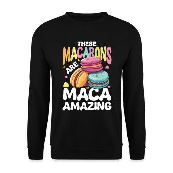 These Macarons Are Maca-amazing - Unisex Pullover - Schwarz - Vorne - Alina (178cm) & Michal (187cm)