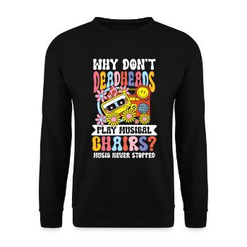 Play Musical Chairs Music Never Stopped für einen - Unisex Pullover - Schwarz - Vorne - Alina (178cm) & Michal (187cm)