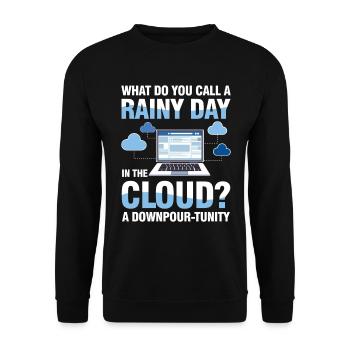 A Rainy Day In The Cloud A Downpour-Tunity - Unisex Pullover - Schwarz - Vorne - Alina (178cm) & Michal (187cm)