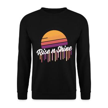 Retro Sunrise Rise and Shine Vintage für - Unisex Pullover - Schwarz - Vorne - Alina (178cm) & Michal (187cm)