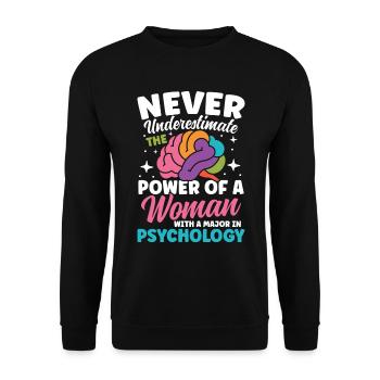 Woman With a Major in Psychology - Unisex Pullover - Schwarz - Vorne - Alina (178cm) & Michal (187cm)