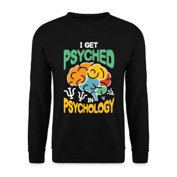 I get Psyched in Psychology - Unisex Pullover - Schwarz - Vorne - Alina (178cm) & Michal (187cm)