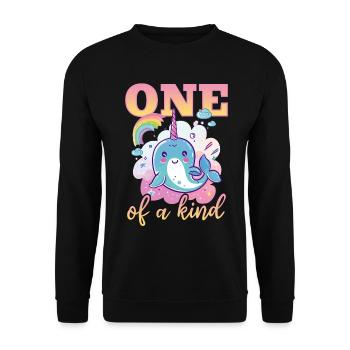 Funny Narwhal Animal One Of A Kind - Unisex Pullover - Schwarz - Vorne - Alina (178cm) & Michal (187cm)