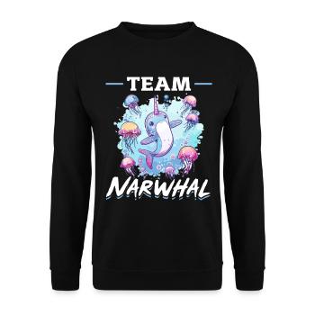 Funny Narwhal Jellyfish Animal Team Narwhal - Unisex Pullover - Schwarz - Vorne - Alina (178cm) & Michal (187cm)